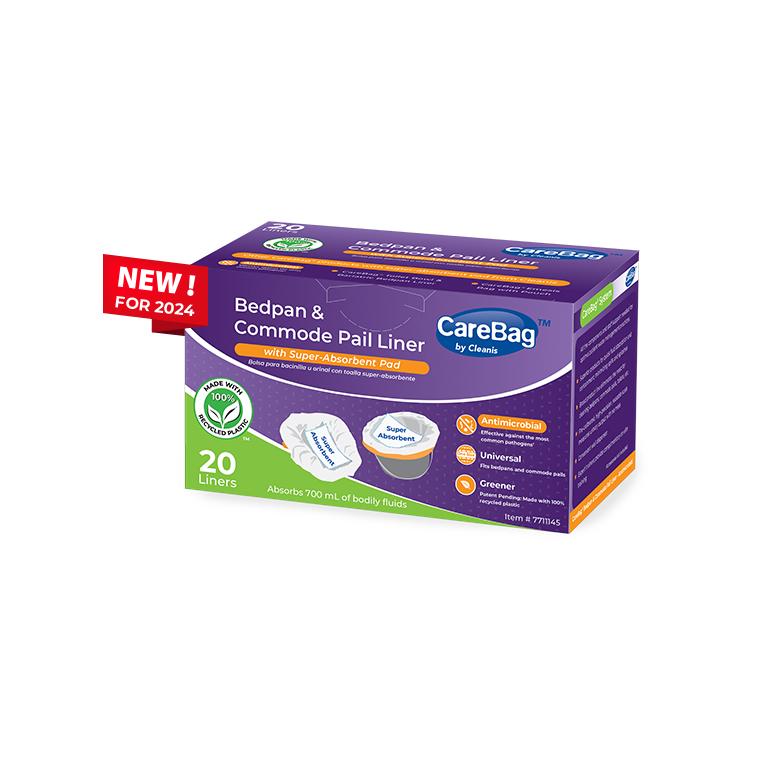 CareBag® Antimicrobial Bedpan & Commode Pail Liner with Super-Absorbent Pad